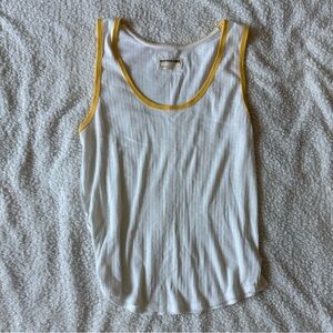 We The Free White Tank Top with Yellow Trim